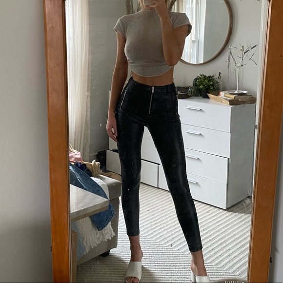 TopShop Leather Zipper Pants - Picture 1 of 4